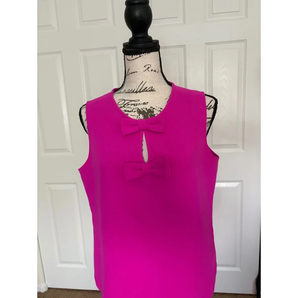 Kate Spade New York Hot Pink Double Bow Keyhole Sleeveless Top Shell Size 8